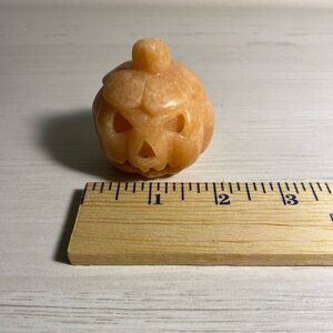 Orange Calcite.  Crystal Halloween Carved Orange Pumpkin Decor